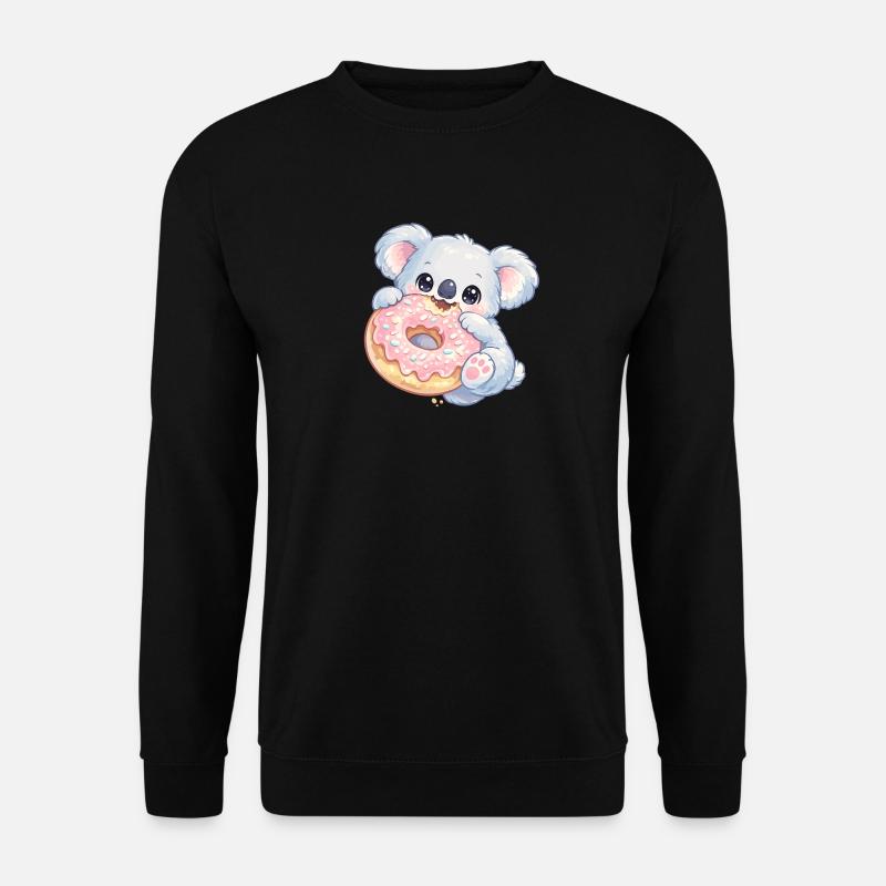 Cuddly koala with donut - Unisex Sweatshirt - black