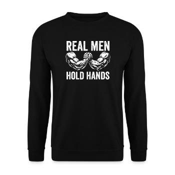 Brad de fer – De vrais hommes se tenant la main - Sweat-shirt Unisexe - noir - Devant - Alina (178cm) & Michal (187cm)