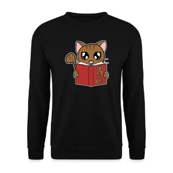 Cute Cat Reads How to Rule the World - Unisex Sweatshirt - black - Front - Alina (178cm) & Michal (187cm)