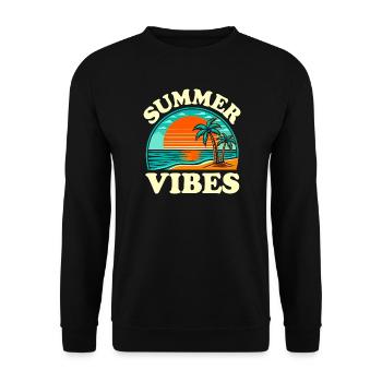 Palm Tree Summer and Sunset Vibes - Unisex Sweatshirt - black - Front - Alina (178cm) & Michal (187cm)