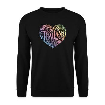 Thailand Herz Bunt - Unisex Pullover - Schwarz - Vorne - Alina (178cm) & Michal (187cm)