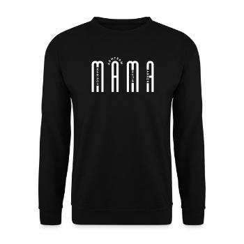 Modernes MAMA Design in Weiß für dunkle Mode - Unisex Pullover - Schwarz - Vorne - Alina (178cm) & Michal (187cm)