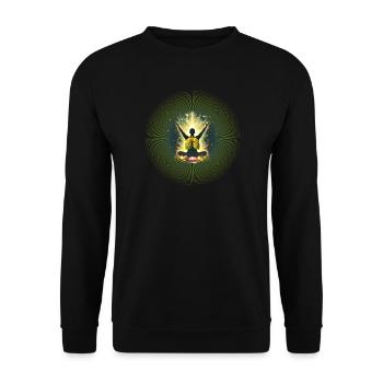 Meditation Atemkraft Natur Lunge Mandala - Unisex Pullover - Schwarz - Vorne - Alina (178cm) & Michal (187cm)