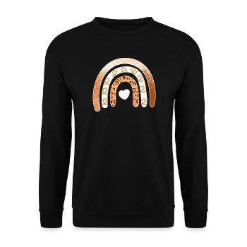 Leopard-Regenbogenherz-Arc - Unisex Pullover - Schwarz - Vorne - Alina (178cm) & Michal (187cm)
