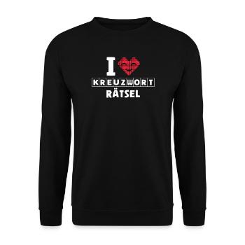 I Love Kreuzwort Rätsel Pixelkunst - Unisex Pullover - Schwarz - Vorne - Alina (178cm) & Michal (187cm)