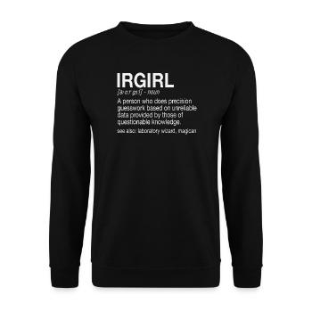 FTIR Infrared Spectroscopy Girl Chemistry - Unisex Sweatshirt - black - Front - Alina (178cm) & Michal (187cm)