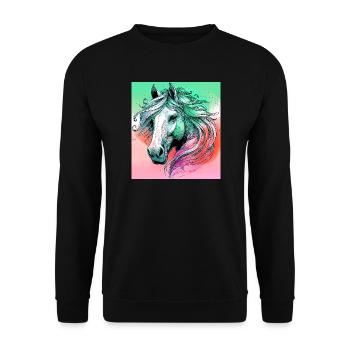 horse - Unisex Sweatshirt - black - Front - Alina (178cm) & Michal (187cm)