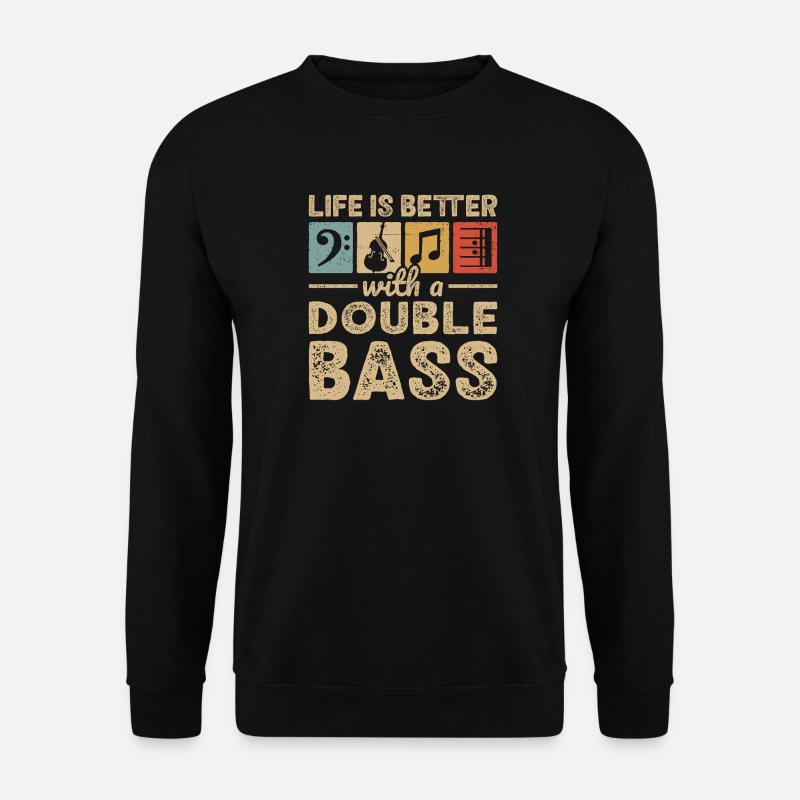 Kontrabassspieler Bassist Kontrabass - Unisex Pullover - Schwarz