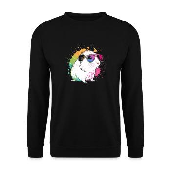 Hamster Pop Art Bunte Brille - Unisex Pullover - Schwarz - Vorne - Alina (178cm) & Michal (187cm)