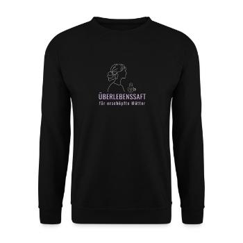 Überlebenssaft für erschöpfte Mütter - Minimalisti - Unisex Pullover - Schwarz - Vorne - Alina (178cm) & Michal (187cm)