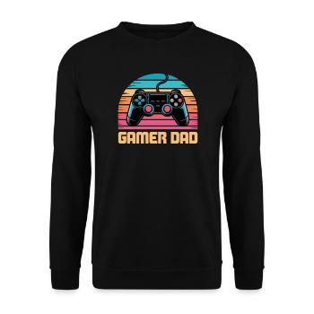 Gamer Dad Retro Controller Sunset Zocken Zocker - Unisex Sweatshirt - black - Front - Alina (178cm) & Michal (187cm)