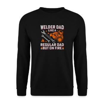 Sweat Father Fire Motif Welder Father's Day - Unisex Sweatshirt - black - Front - Alina (178cm) & Michal (187cm)