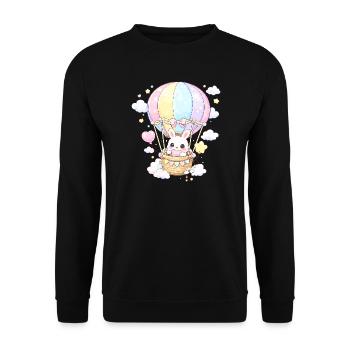 Pastell-Kaninchenballon im Himmel - Unisex Pullover - Schwarz - Vorne - Alina (178cm) & Michal (187cm)