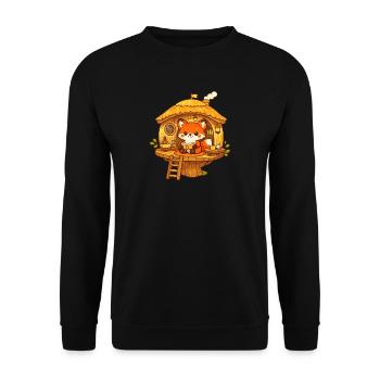 Reading fox in the tree house - Unisex Sweatshirt - black - Front - Alina (178cm) & Michal (187cm)