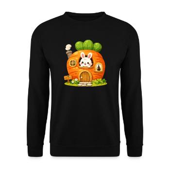 Carrot House with Bunny - Unisex Sweatshirt - black - Front - Alina (178cm) & Michal (187cm)