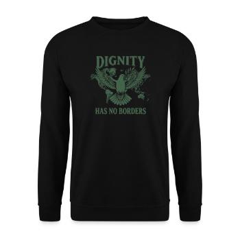 Human Rights Retro Dignity Has No Border Statement - Unisex Sweatshirt - black - Front - Alina (178cm) & Michal (187cm)