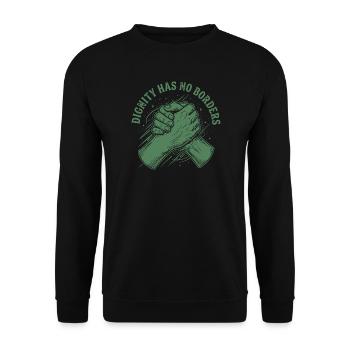 Human Rights Retro Dignity Has No Border Statement - Unisex Sweatshirt - black - Front - Alina (178cm) & Michal (187cm)