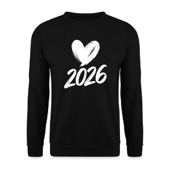 2026 Herz  - Unisex Pullover - Schwarz - Vorne - Alina (178cm) & Michal (187cm)