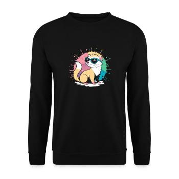 Furet Cool cartoon avec lunettes bleues - Sweat-shirt Unisexe - noir - Devant - Alina (178cm) & Michal (187cm)