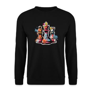 Schach Graffiti Figuren Design für Männer Geschenk - Unisex Pullover - Schwarz - Vorne - Alina (178cm) & Michal (187cm)