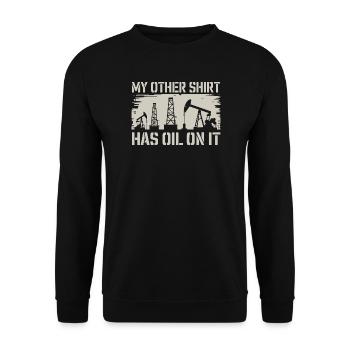 Humour Ölarbeiter Spruch Mon autre chemise est huilée - Sweat-shirt Unisexe - noir - Devant - Alina (178cm) & Michal (187cm)