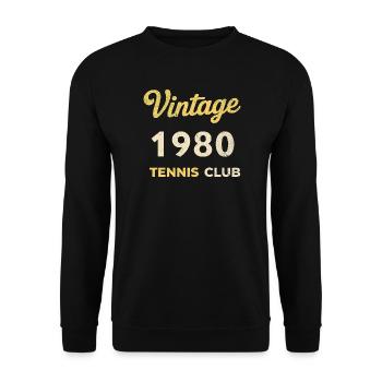 Vintage 1980's Tennis Club Retro Birthday Gift - Unisex Sweatshirt - black - Front - Alina (178cm) & Michal (187cm)