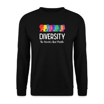LGBT-Pride-Monat – Vielfalt. Die beste Palette - Unisex Pullover - Schwarz - Vorne - Alina (178cm) & Michal (187cm)