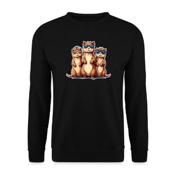Sunglasses Meerkat Trio - Unisex Sweatshirt - black - Front - Alina (178cm) & Michal (187cm)