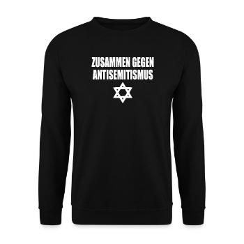 zusammen gegen antisemitism - Unisex Pullover - Schwarz - Vorne - Alina (178cm) & Michal (187cm)