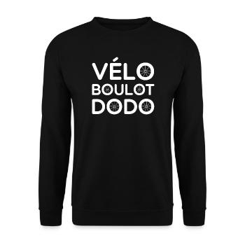 Fahrrad, Arbeit, Schlaf, Humor, Stadtradfahrer - Unisex Pullover - Schwarz - Vorne - Alina (178cm) & Michal (187cm)