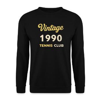 Vintage 1990's Tennis Club Retro Birthday Gift - Unisex Sweatshirt - black - Front - Alina (178cm) & Michal (187cm)
