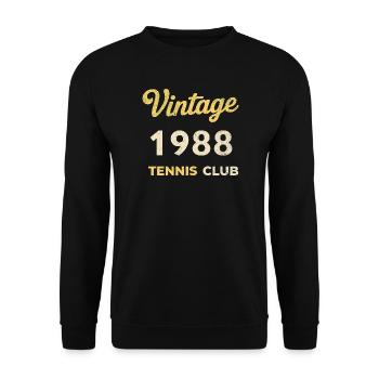 Vintage 1988 Tennis Club Retro Geburtstag Geschenk - Unisex Pullover - Schwarz - Vorne - Alina (178cm) & Michal (187cm)