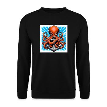 Un Poulpe embrasse une Ancre - Sweat-shirt Unisexe - noir - Devant - Alina (178cm) & Michal (187cm)