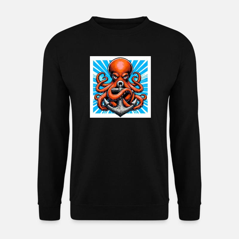 Octopus embraces an Anchor - Unisex Sweatshirt - black