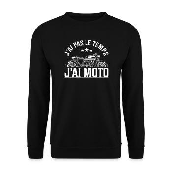 J’ai pas le temps j’ai moto humour bikers - Sweat-shirt Unisexe - noir - Devant - Alina (178cm) & Michal (187cm)