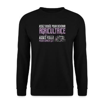 Assez folle pour aimer ça agricultrice humour - Sweat-shirt Unisexe - noir - Devant - Alina (178cm) & Michal (187cm)
