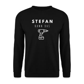 Stefan Name Handwerker Werkzeug Akkuschrauber - Unisex Pullover - Schwarz - Vorne - Alina (178cm) & Michal (187cm)