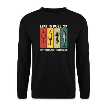 Angler Shirt Fishing Choices Gift - Unisex Sweatshirt - black - Front - Alina (178cm) & Michal (187cm)