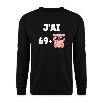 69 plus 1 - Sweat-shirt Unisexe - noir - Devant - Alina (178cm) & Michal (187cm)