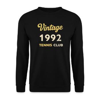 Vintage 1992 Tennis Club Retro Geburtstag Geschenk - Unisex Pullover - Schwarz - Vorne - Alina (178cm) & Michal (187cm)