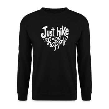 Wandern einfach glücklich sein, Just Hike Be Happy - Unisex Pullover - Schwarz - Vorne - Alina (178cm) & Michal (187cm)