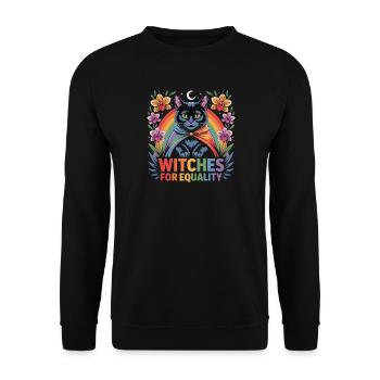 Witches for Equality Cat Rainbow - Unisex Sweatshirt - black - Front - Alina (178cm) & Michal (187cm)