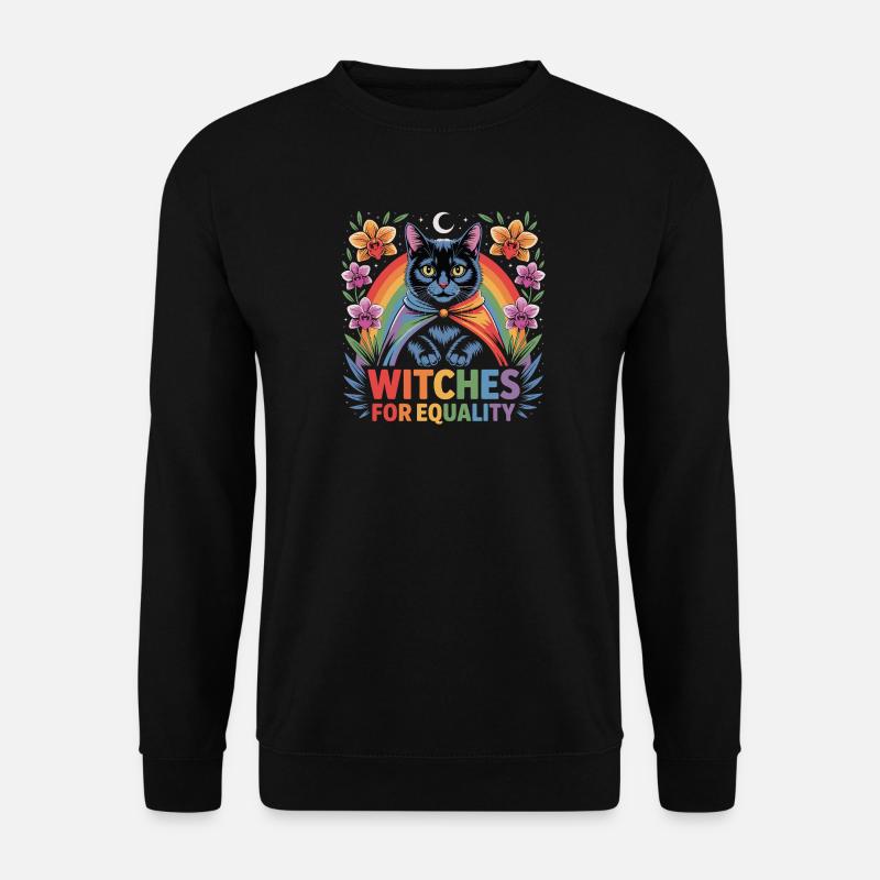 Hexen für Gleichheit Katzenregenbogen - Unisex Pullover - Schwarz