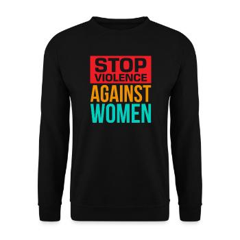 Gewalt gegen Frauen stoppen - Unisex Pullover - Schwarz - Vorne - Alina (178cm) & Michal (187cm)