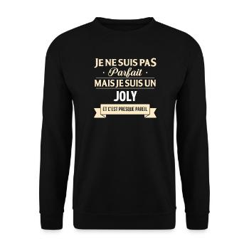 Je Ne Suis Pas Parfait Mais Je Suis Un Joly Et ... - Sweat-shirt Unisexe - noir - Devant - Alina (178cm) & Michal (187cm)