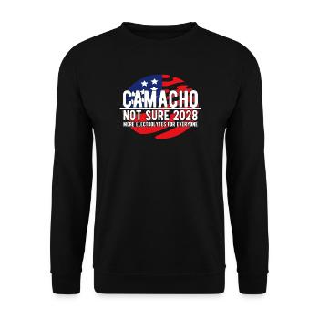 Camacho 2028 Emblem Parody Funny Not Sure - Unisex Sweatshirt - black - Front - Alina (178cm) & Michal (187cm)