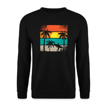 Sunset Surf Palm  - Unisex Sweatshirt - black - Front - Alina (178cm) & Michal (187cm)
