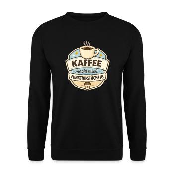 Kaffee macht mich funktionsstüchtig - Unisex Pullover - Schwarz - Vorne - Alina (178cm) & Michal (187cm)