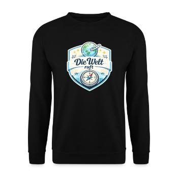 Die Welt ruft Reisepatch - Unisex Pullover - Schwarz - Vorne - Alina (178cm) & Michal (187cm)