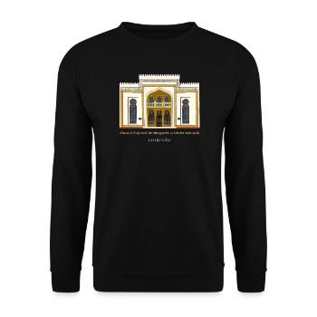 Moldau, Handzeichnung Nationalmuseum Chisinau - Unisex Pullover - Schwarz - Vorne - Alina (178cm) & Michal (187cm)